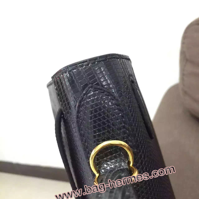 エルメス ケリー32 ブラック リザード ゴールド金具