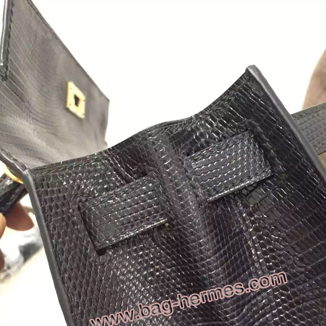 エルメス ケリー32 ブラック リザード ゴールド金具
