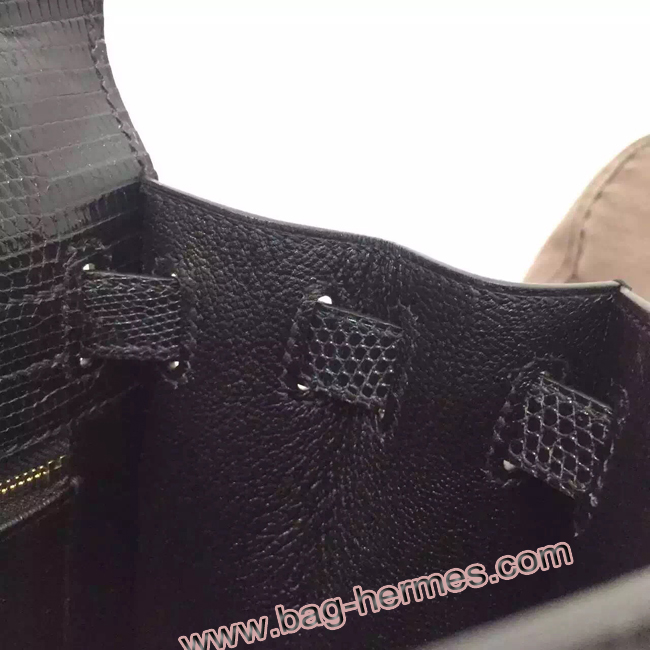 エルメス ケリー32 ブラック リザード ゴールド金具