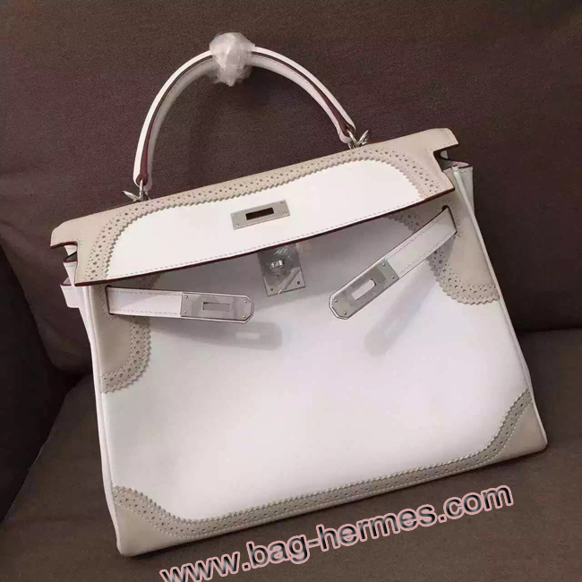 エルメス ケリー32 ホワイト シルバー金具