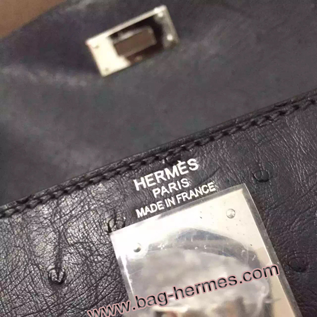 エルメス ケリー32 ブラック オーストリッチ シルバー金具