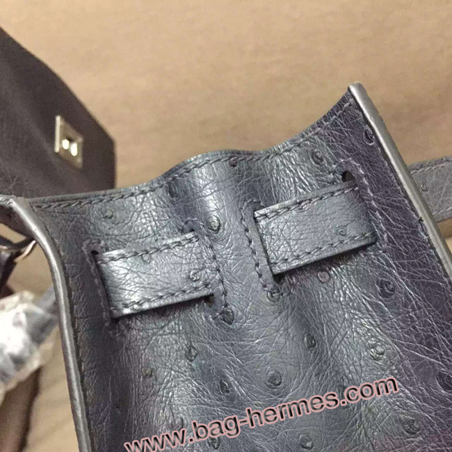 エルメス ケリー32 ブラック オーストリッチ シルバー金具