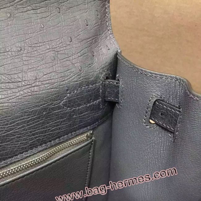 エルメス ケリー32 ブラック オーストリッチ シルバー金具