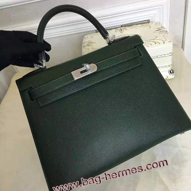 エルメス ケリー32 ヴェールアングレ ヴォーエプソン シルバー金具
