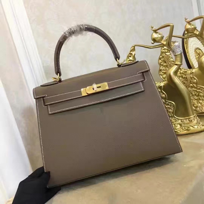 エルメス ケリー32 エトゥープ ヴォーエプソン ゴールド金具