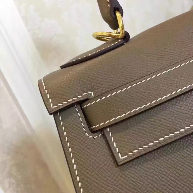 エルメス ケリー32 エトゥープ ヴォーエプソン ゴールド金具
