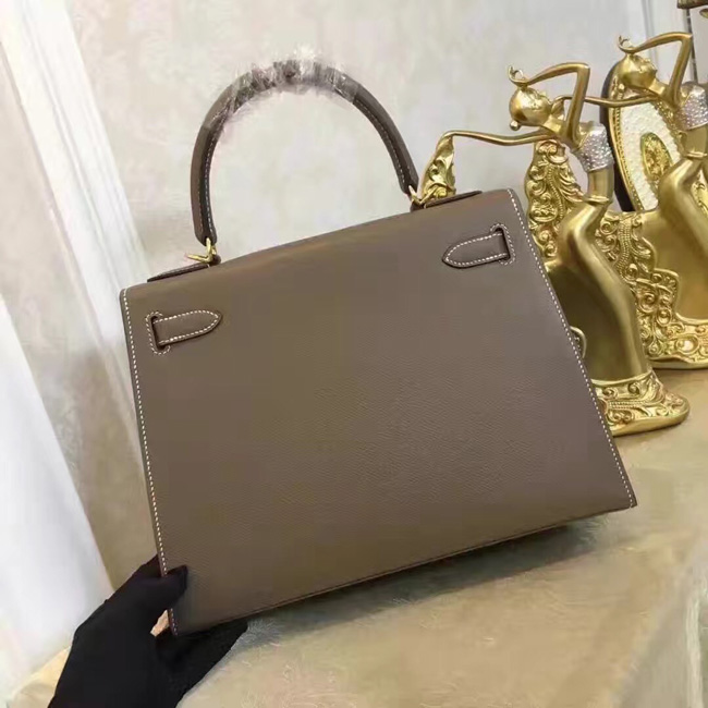エルメス ケリー32 エトゥープ ヴォーエプソン ゴールド金具