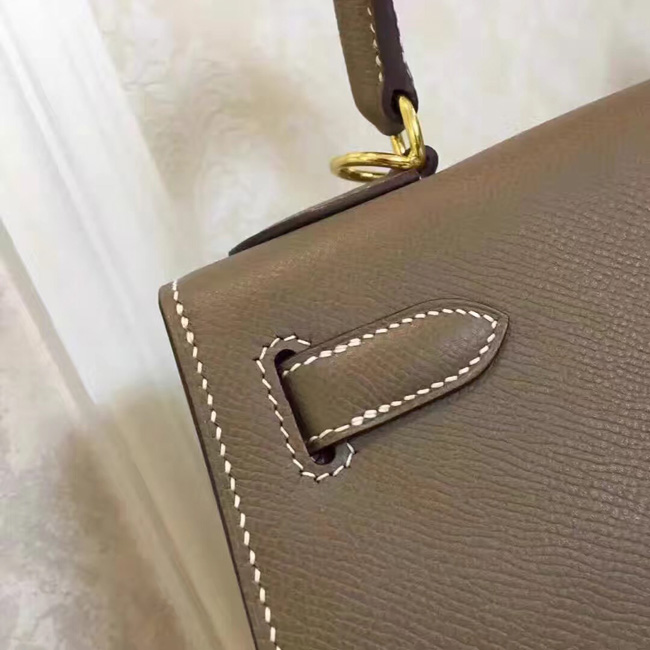 エルメス ケリー32 エトゥープ ヴォーエプソン ゴールド金具