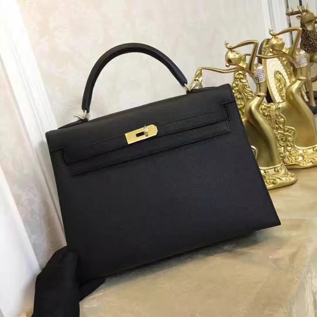 エルメス ケリー32 ブラック ヴォーエプソン ゴールド金具