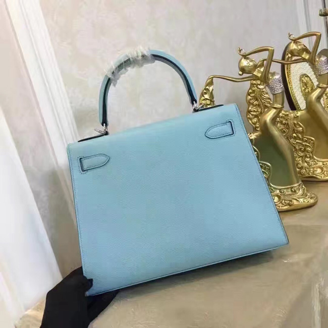 エルメス ケリー32 ブルーアトール ヴォーエプソン シルバー金具