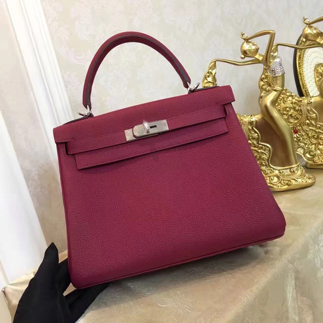 エルメス ケリー32 ルビー トゴ シルバー金具