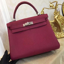 エルメス ケリー32 ルビー トゴ シルバー金具