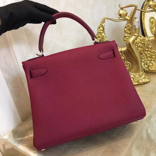 エルメス ケリー32 ルビー トゴ シルバー金具