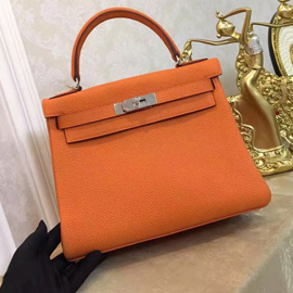 エルメス ケリー32 オレンジ トゴ シルバー金具