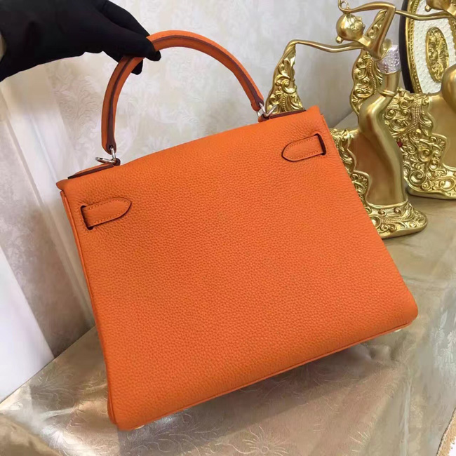 エルメス ケリー32 オレンジ トゴ シルバー金具