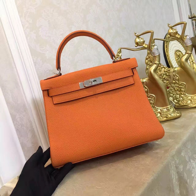 エルメス ケリー32 オレンジ トゴ シルバー金具