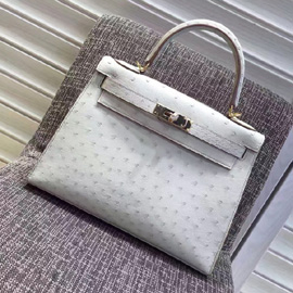 エルメス ケリー32 クレ オーストリッチ ゴールド金具