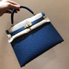 エルメス ケリー28 ブルードマルト オーストリッチ ゴールド金具