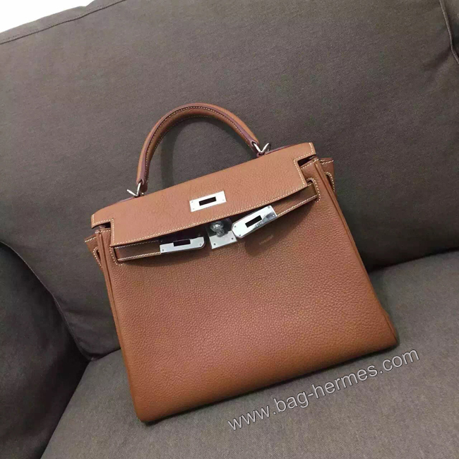 エルメス ケリー28 マロンドインディ トゴ シルバー金具