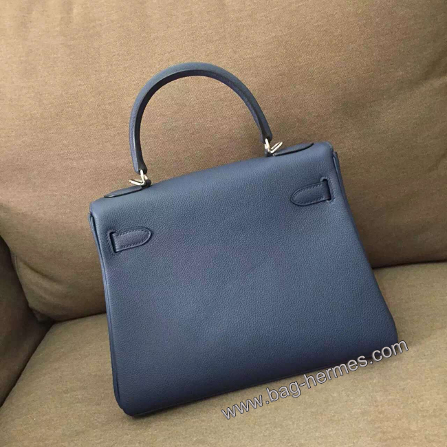 エルメス ケリー28 ブルートンペット トゴ シルバー金具