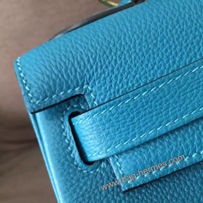 エルメス ケリー28 ターコイズブルー トゴ ゴールド金具