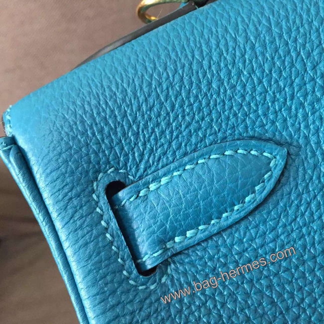 エルメス ケリー28 ターコイズブルー トゴ ゴールド金具