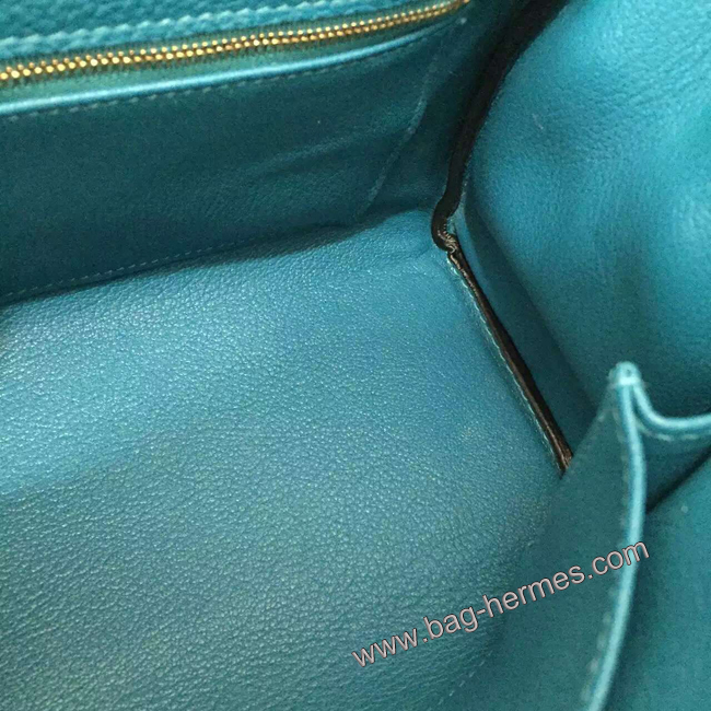 エルメス ケリー28 ターコイズブルー トゴ ゴールド金具