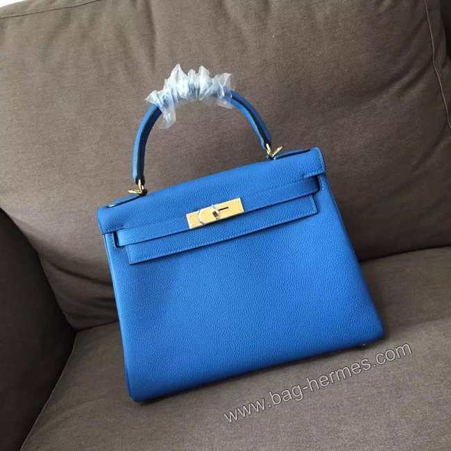 エルメス ケリー28 ブルーパラダイス トゴ ゴールド金具