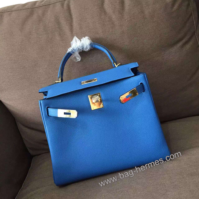 エルメス ケリー28 ブルーパラダイス トゴ ゴールド金具