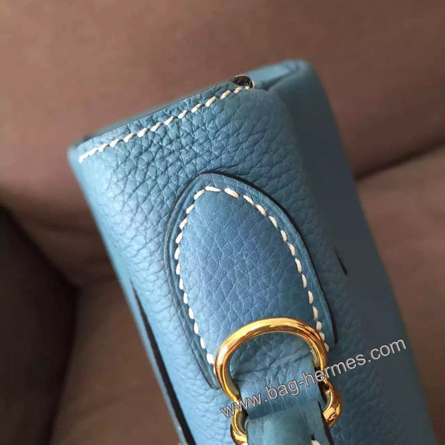 エルメス ケリー28 ブルーラン トゴ ゴールド金具