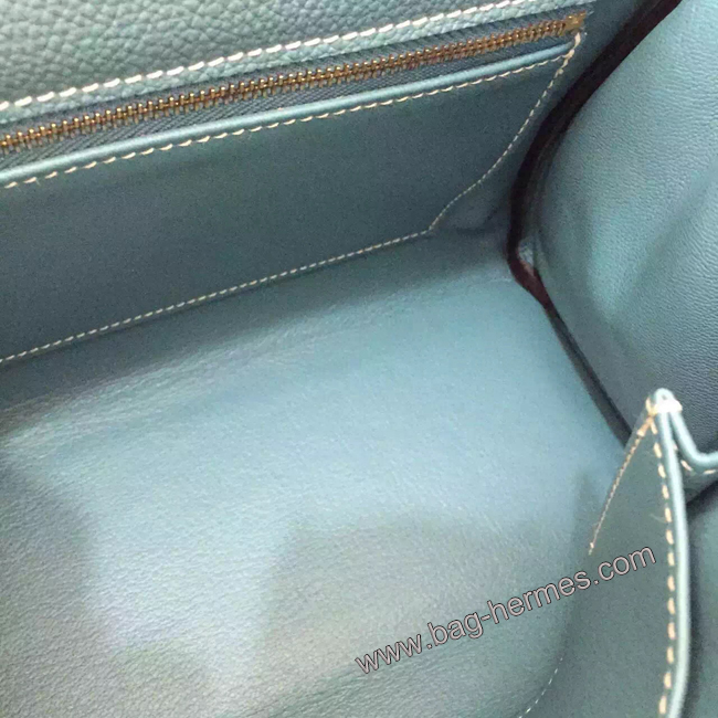 エルメス ケリー28 ブルーラン トゴ ゴールド金具
