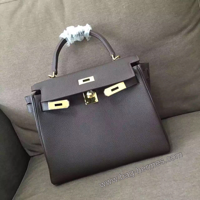 エルメス ケリー28 ダークブラウン トゴ ゴールド金具