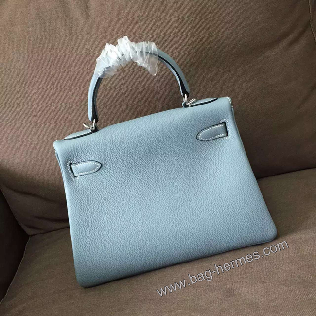 エルメス ケリー28 ブルーラン トゴ シルバー金具