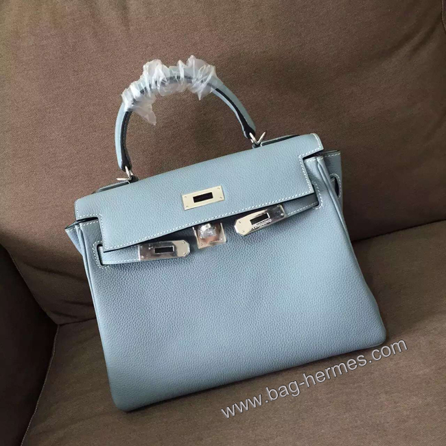 エルメス ケリー28 ブルーラン トゴ シルバー金具