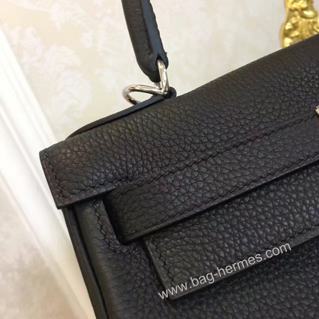 エルメス ケリー28 ブラック トゴ シルバー金具