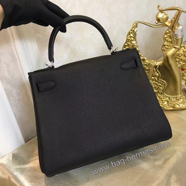 エルメス ケリー28 ブラック トゴ シルバー金具