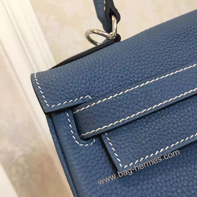エルメス ケリー28 ブルーラン トゴ シルバー金具