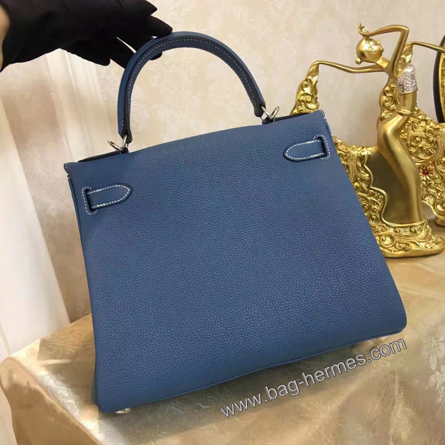 エルメス ケリー28 ブルーラン トゴ シルバー金具