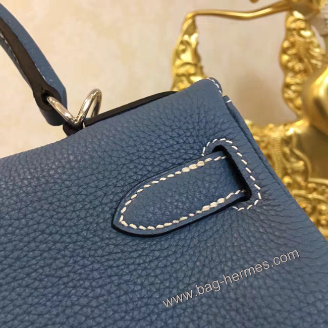 エルメス ケリー28 ブルーラン トゴ シルバー金具