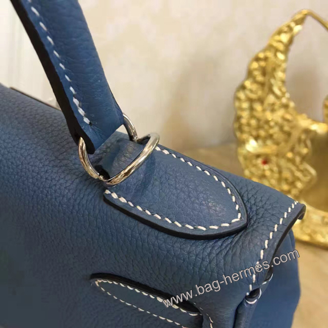 エルメス ケリー28 ブルーラン トゴ シルバー金具