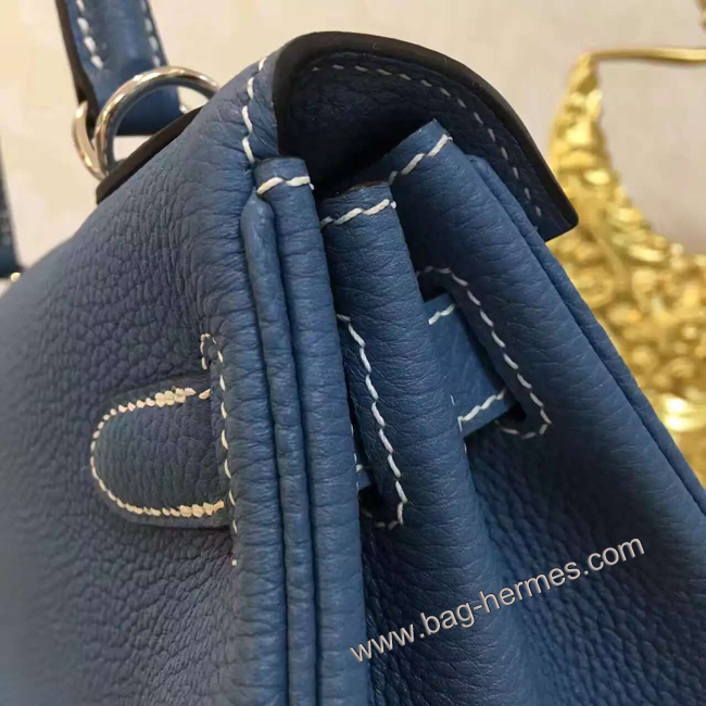エルメス ケリー28 ブルーラン トゴ シルバー金具