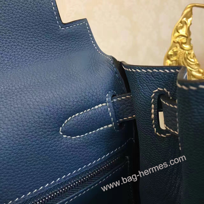 エルメス ケリー28 ブルーラン トゴ シルバー金具