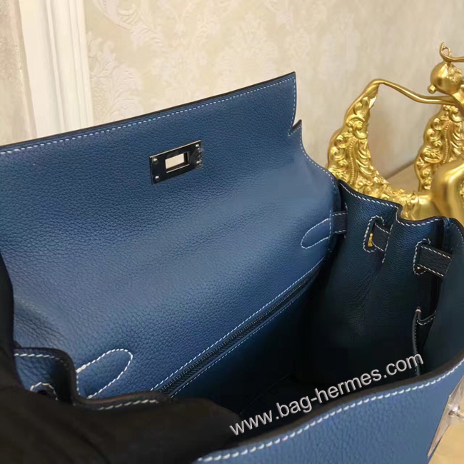 エルメス ケリー28 ブルーラン トゴ シルバー金具