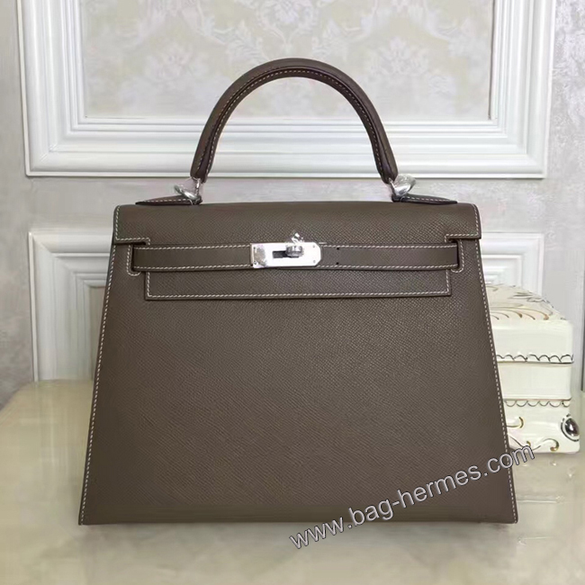 エルメス ケリー28 エトゥープ ヴォーエプソン シルバー金具