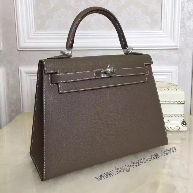 エルメス ケリー28 エトゥープ ヴォーエプソン シルバー金具