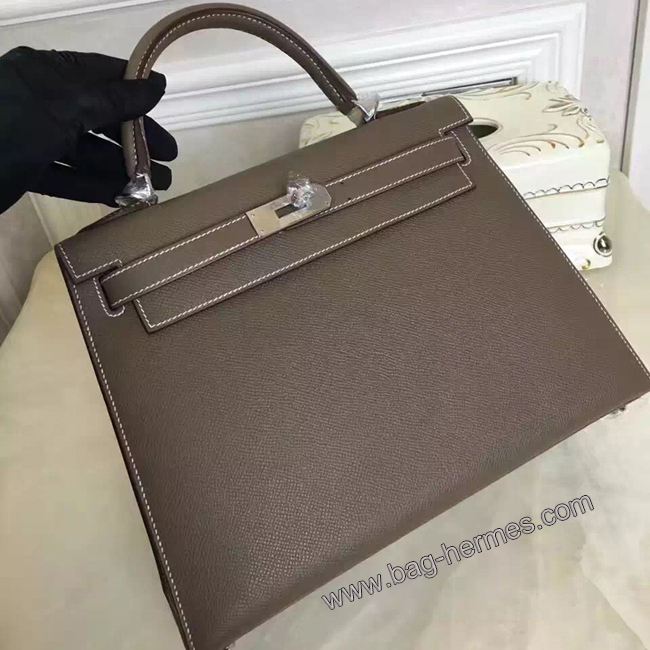 エルメス ケリー28 エトゥープ ヴォーエプソン シルバー金具