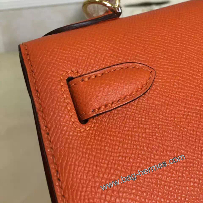 エルメス ケリー28 オレンジ ヴォーエプソン ゴールド金具