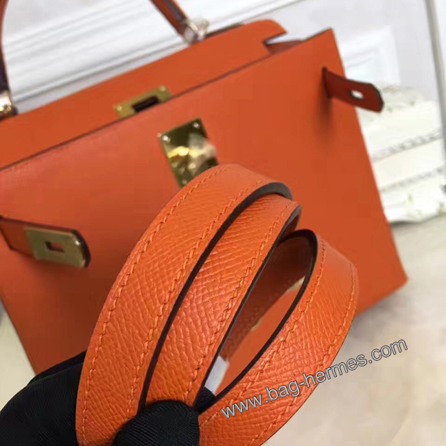 エルメス ケリー28 オレンジ ヴォーエプソン ゴールド金具
