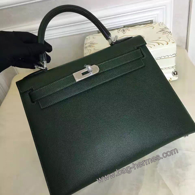 エルメス ケリー28 オリーブグリーン ヴォーエプソン シルバー金具