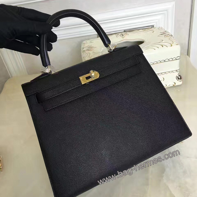 エルメス ケリー28 クロ ヴォーエプソン ゴールド金具